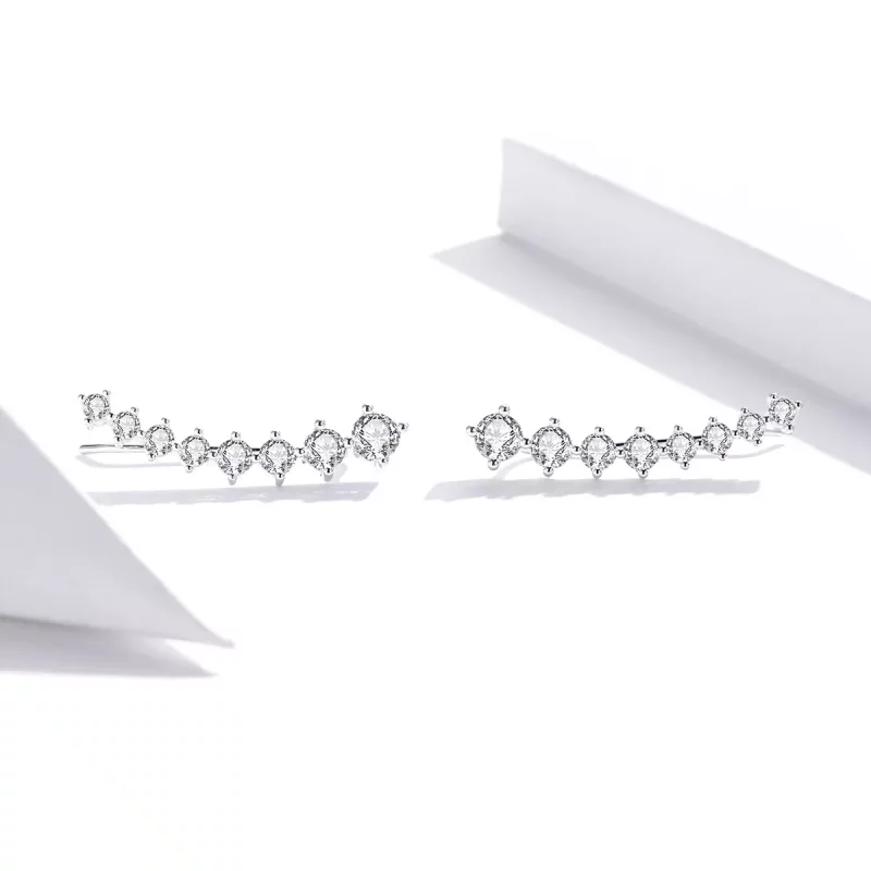 (imagen para) Aretes con luz brillante plateada estilo Pandora - SCE920 - Ver 2
