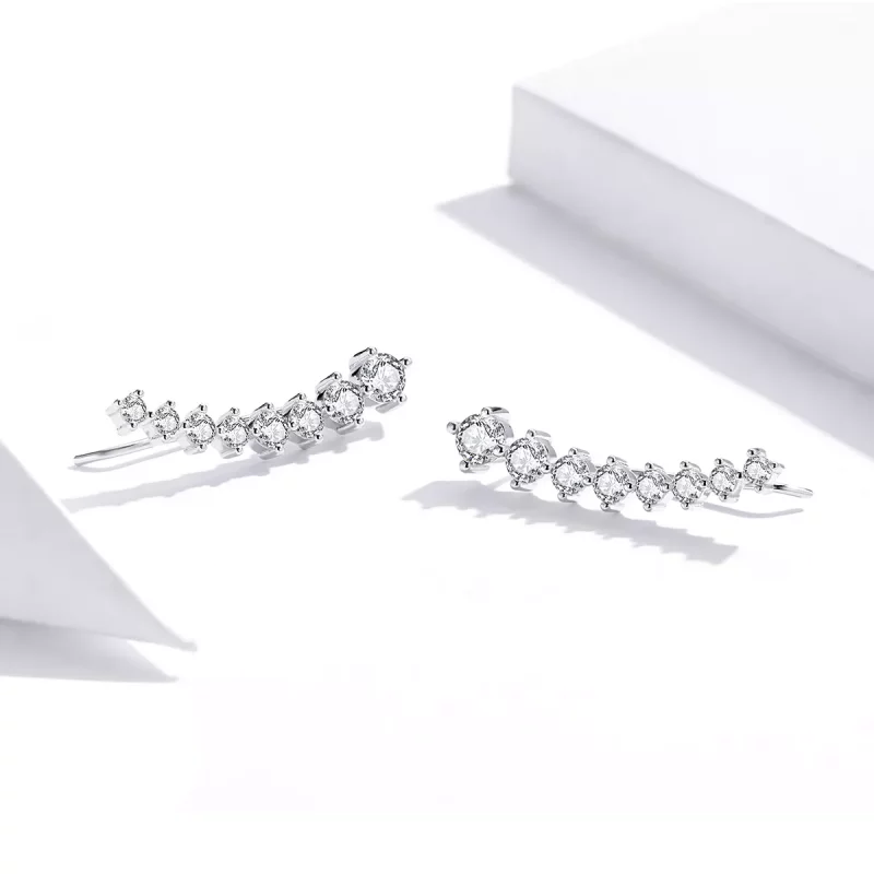 (imagen para) Aretes con luz brillante plateada estilo Pandora - SCE920 - Ver 3