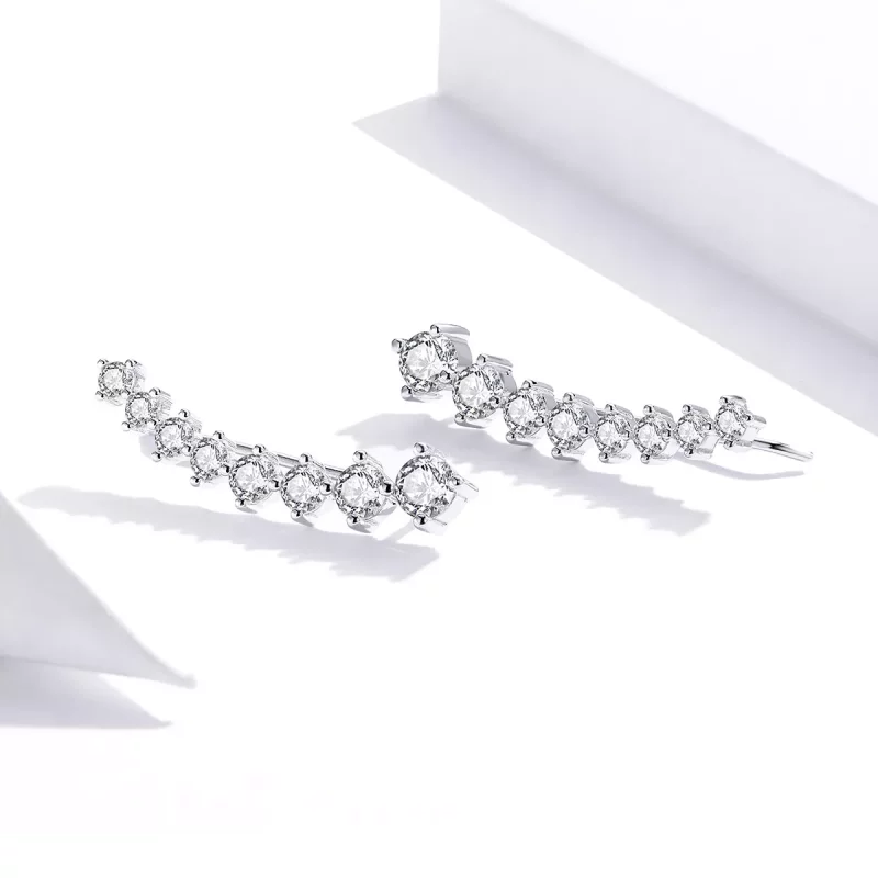 (imagen para) Aretes con luz brillante plateada estilo Pandora - SCE920 - Ver 4