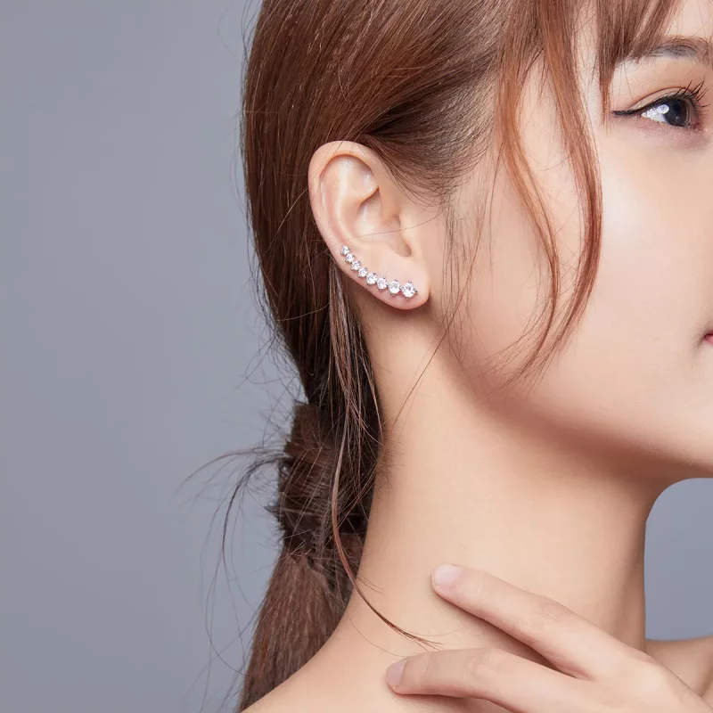 (imagen para) Aretes con luz brillante plateada estilo Pandora - SCE920 - Ver 5