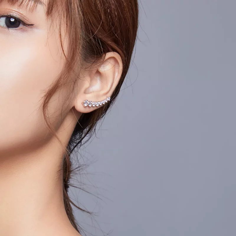 (imagen para) Aretes con luz brillante plateada estilo Pandora - SCE920 - Ver 6