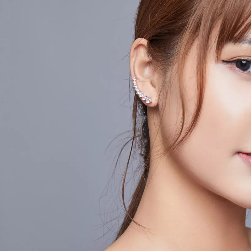 (imagen para) Aretes con luz brillante plateada estilo Pandora - SCE920 - Ver 7