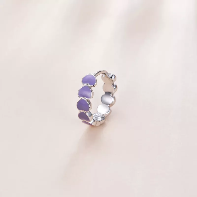 (imagen para) Aretes de argolla de corazones plateados estilo Pandora - SCE1052-VT - Ver 2