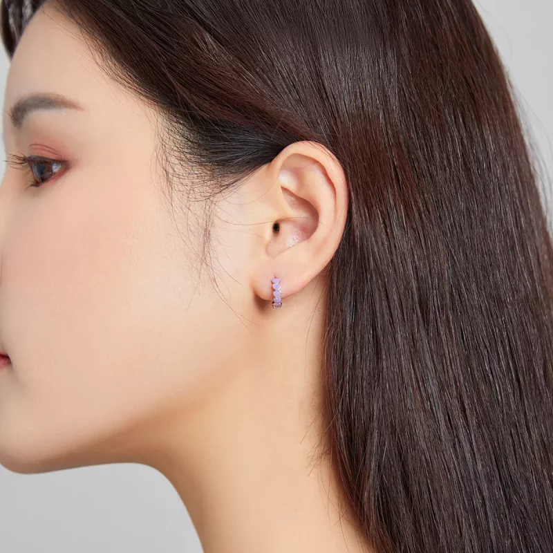 (imagen para) Aretes de argolla de corazones plateados estilo Pandora - SCE1052-VT - Ver 3