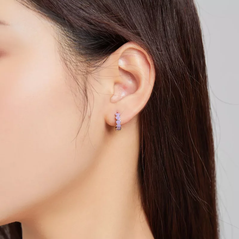 (imagen para) Aretes de argolla de corazones plateados estilo Pandora - SCE1052-VT - Ver 5