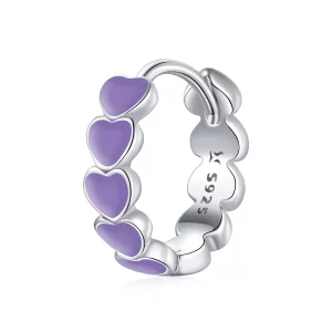 (imagen para) Aretes de argolla de corazones plateados estilo Pandora - SCE1052-VT