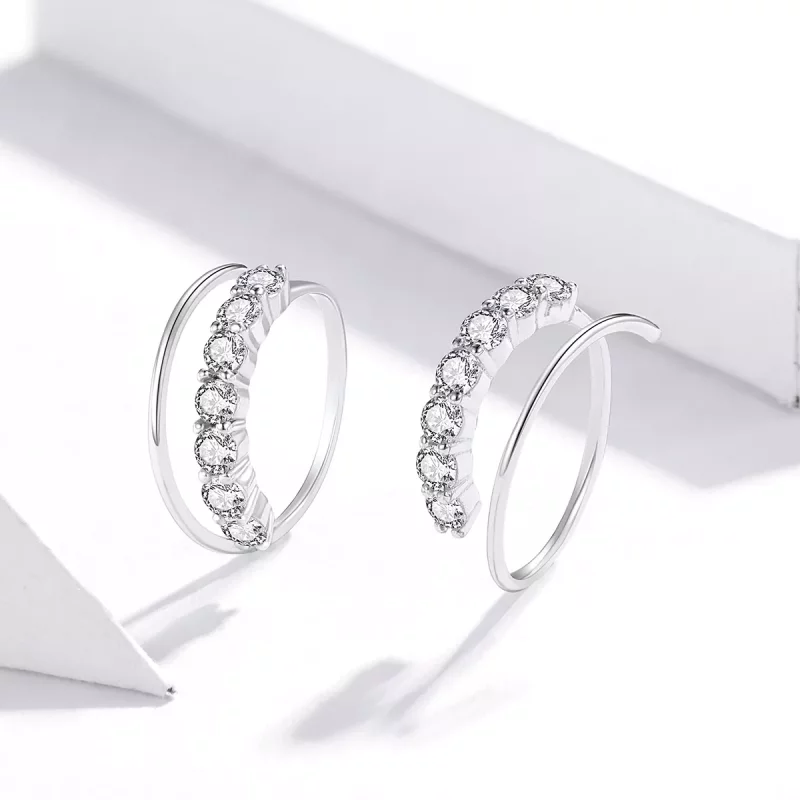 (imagen para) Aretes de argolla de geometría simple en plata estilo Pandora - SCE931 - Ver 2