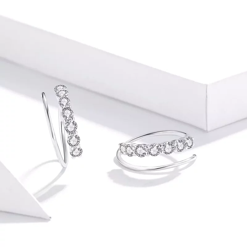 (imagen para) Aretes de argolla de geometría simple en plata estilo Pandora - SCE931 - Ver 3