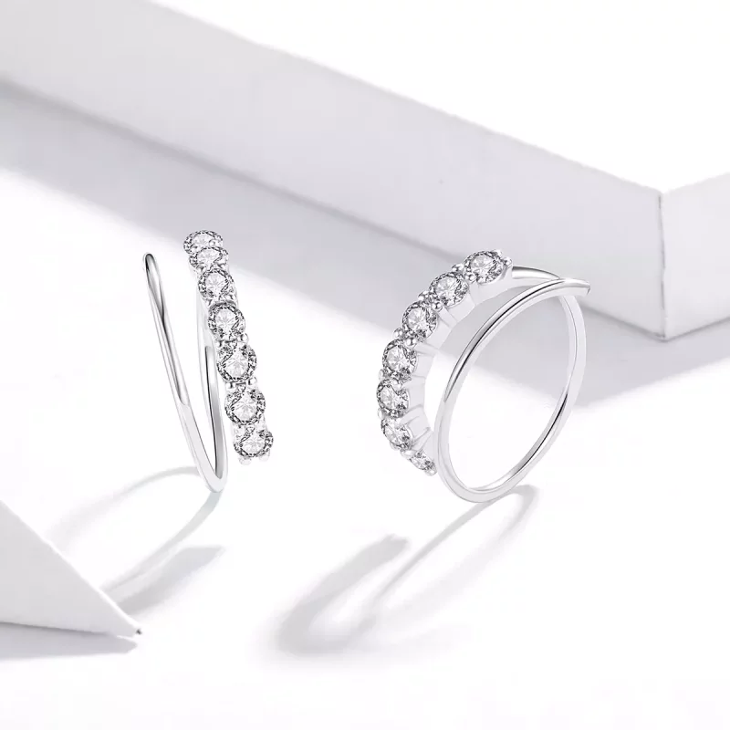 (imagen para) Aretes de argolla de geometría simple en plata estilo Pandora - SCE931 - Ver 4