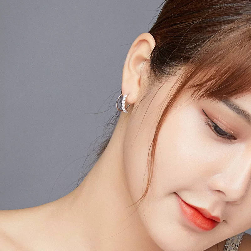 (imagen para) Aretes de argolla de geometría simple en plata estilo Pandora - SCE931 - Ver 7