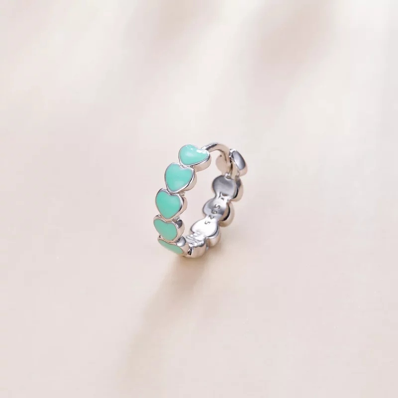 (imagen para) Aretes de argolla estilo Pandora con corazones de plata - SCE1052-TQ - Ver 2