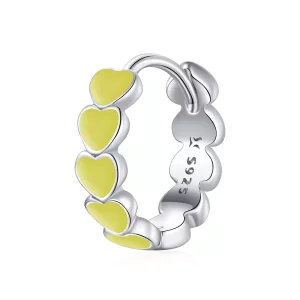 (imagen para) Aretes de argolla estilo Pandora con corazones plateados - SCE1052-YE