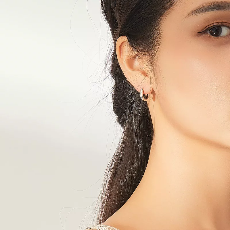 (imagen para) Aretes de argolla estilo Pandora en plata con estrellas anti-alergia - SCE873 - Ver 6