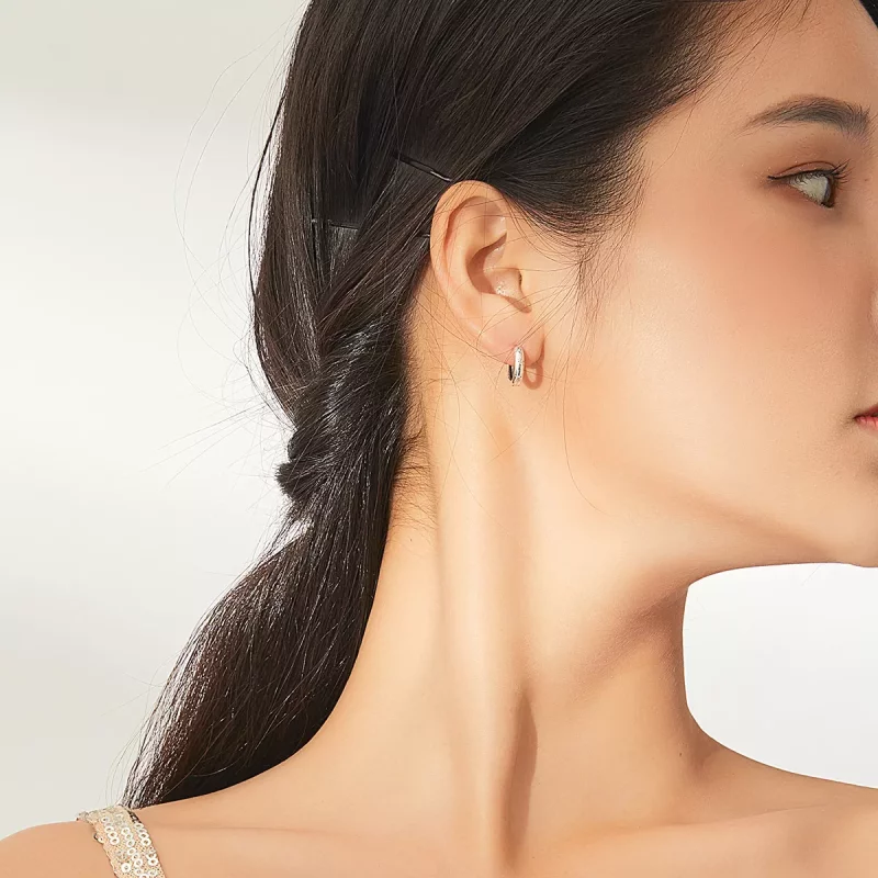 (imagen para) Aretes de argolla estilo Pandora en plata con estrellas anti-alergia - SCE873 - Ver 7