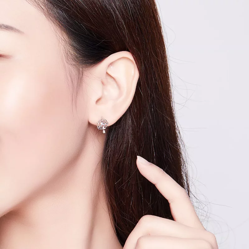 (imagen para) Aretes de argolla estilo Pandora en plata rosa - SCE745 - Ver 5