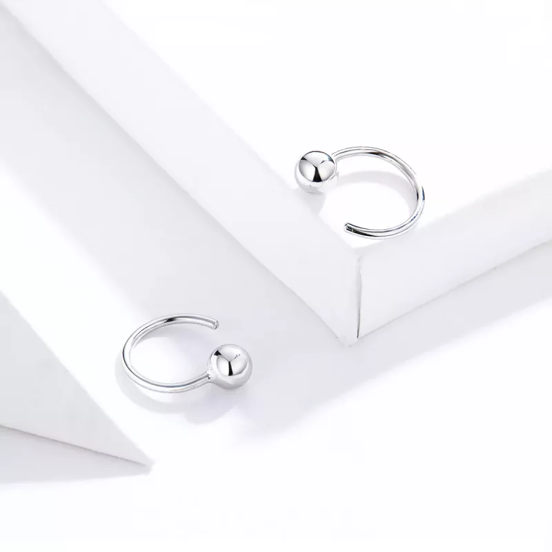 (imagen para) Aretes de argolla pequeños plateados al estilo de Pandora - SCE782-A - Ver 2