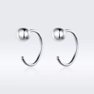 (imagen para) Aretes de argolla pequeños plateados al estilo de Pandora - SCE782-A