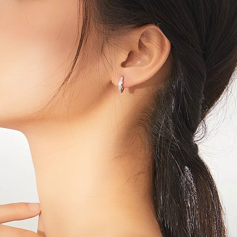 (imagen para) Aretes de argolla plateados con símbolo infinito al estilo Pandora - SCE872 - Ver 5