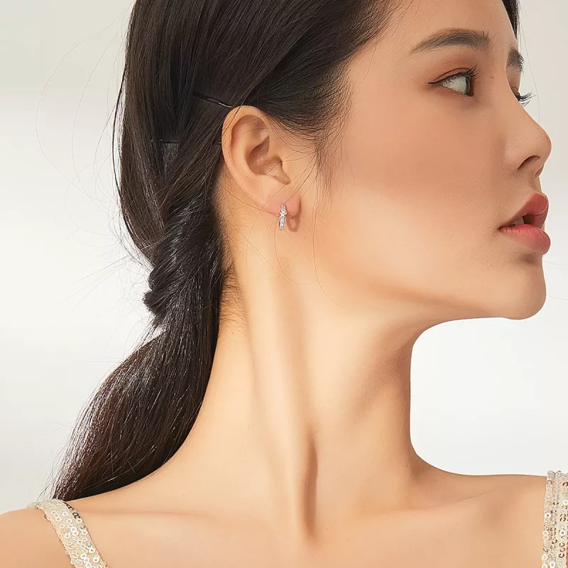 (imagen para) Aretes de argolla plateados con símbolo infinito al estilo Pandora - SCE872 - Ver 7
