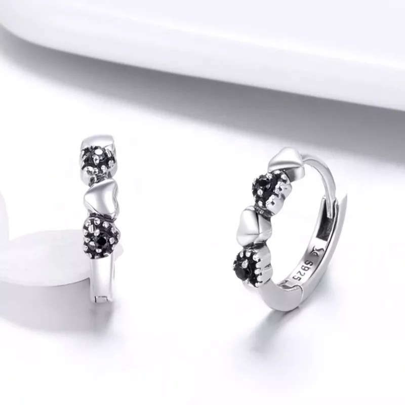 (imagen para) Aretes de argollas de corazones plateados estilo Pandora - SCE445 - Ver 2