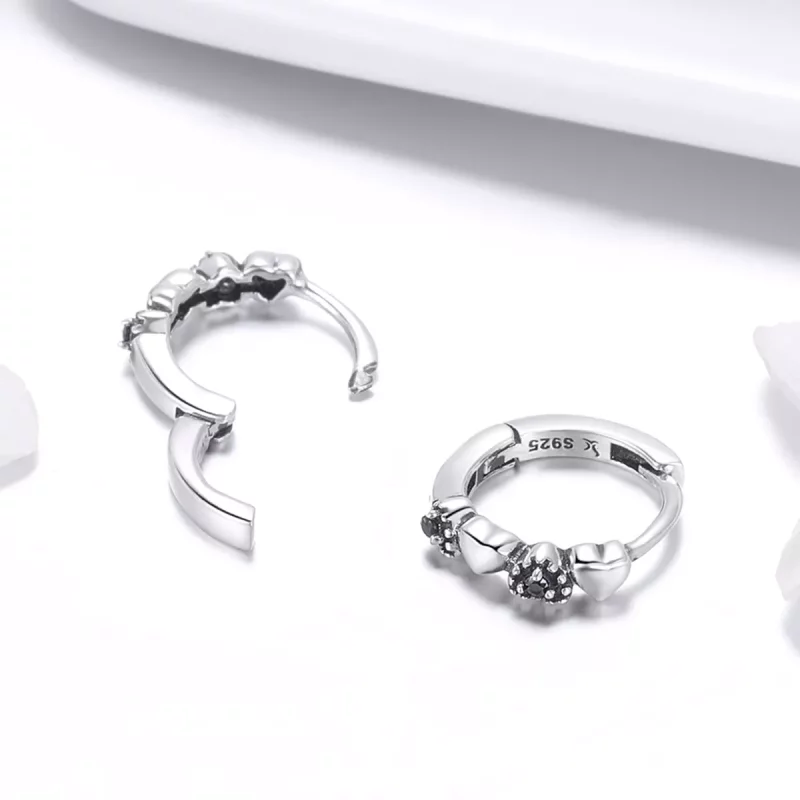 (imagen para) Aretes de argollas de corazones plateados estilo Pandora - SCE445 - Ver 4