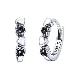 (imagen para) Aretes de argollas de corazones plateados estilo Pandora - SCE445