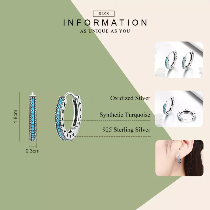 (imagen para) Aretes de Aro con Brillo Plateado Estilo Pandora - SCE493 - Ver 3