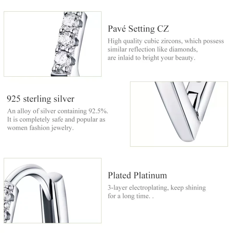 (imagen para) Aretes de aro de geometría plateada al estilo Pandora - BSE162 - Ver 3