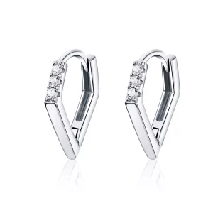 (imagen para) Aretes de aro de geometría plateada al estilo Pandora - BSE162