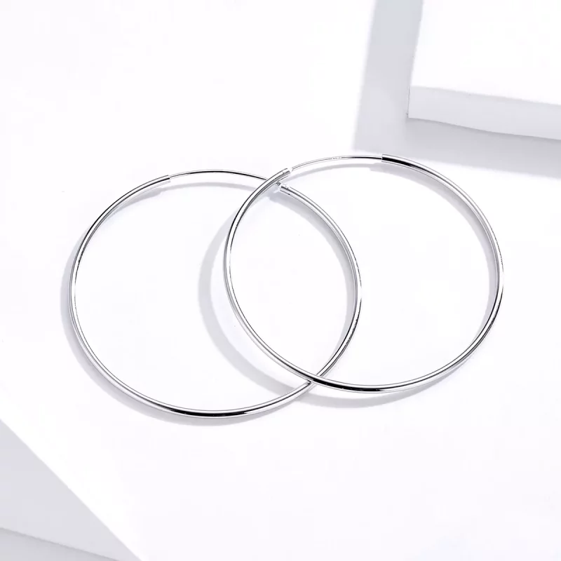 (imagen para) Aretes de aro de línea simple en plata estilo Pandora - SCE711 - Ver 2