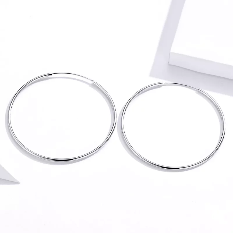 (imagen para) Aretes de aro de línea simple en plata estilo Pandora - SCE711 - Ver 4