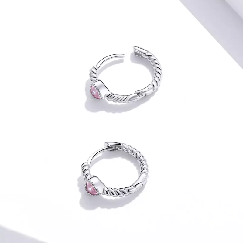 (imagen para) Aretes de aro de plata estilo Pandora con diseño de Amor Puro - SCE1081 - Ver 2