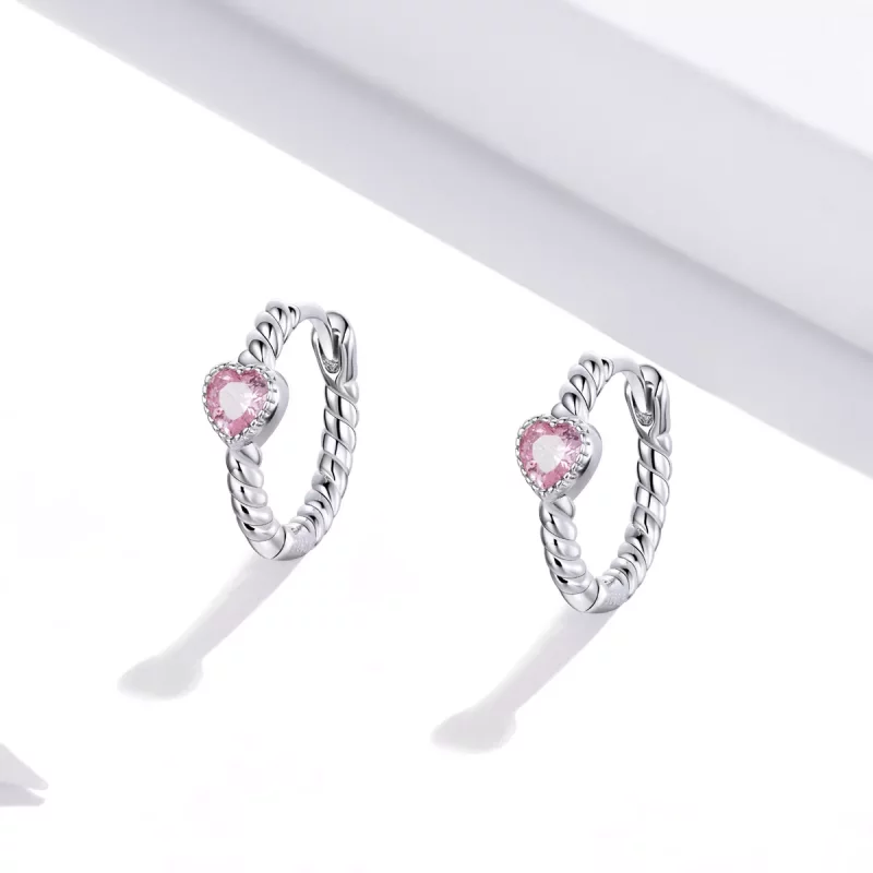 (imagen para) Aretes de aro de plata estilo Pandora con diseño de Amor Puro - SCE1081 - Ver 4