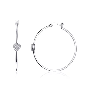 Aretes de aro de plata estilo Pandora con el mensaje "Te amo" - SCE518 (imagen para) Aretes de aro de plata estilo Pandora con el mensaje "Te amo" - SCE518