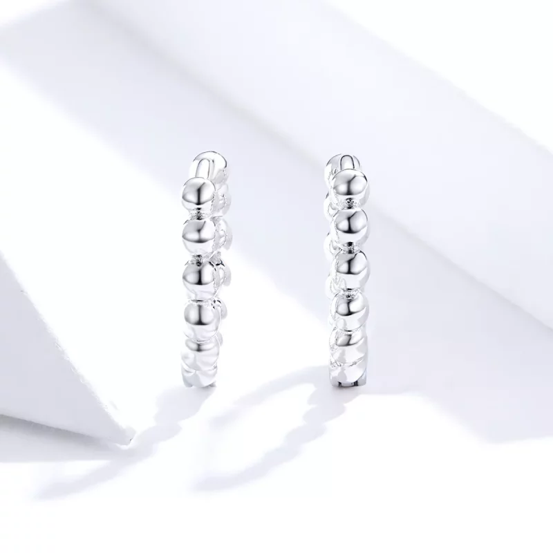 (imagen para) Aretes de aro pequeño plateados con estilo Pandora - SCE807-A - Ver 2