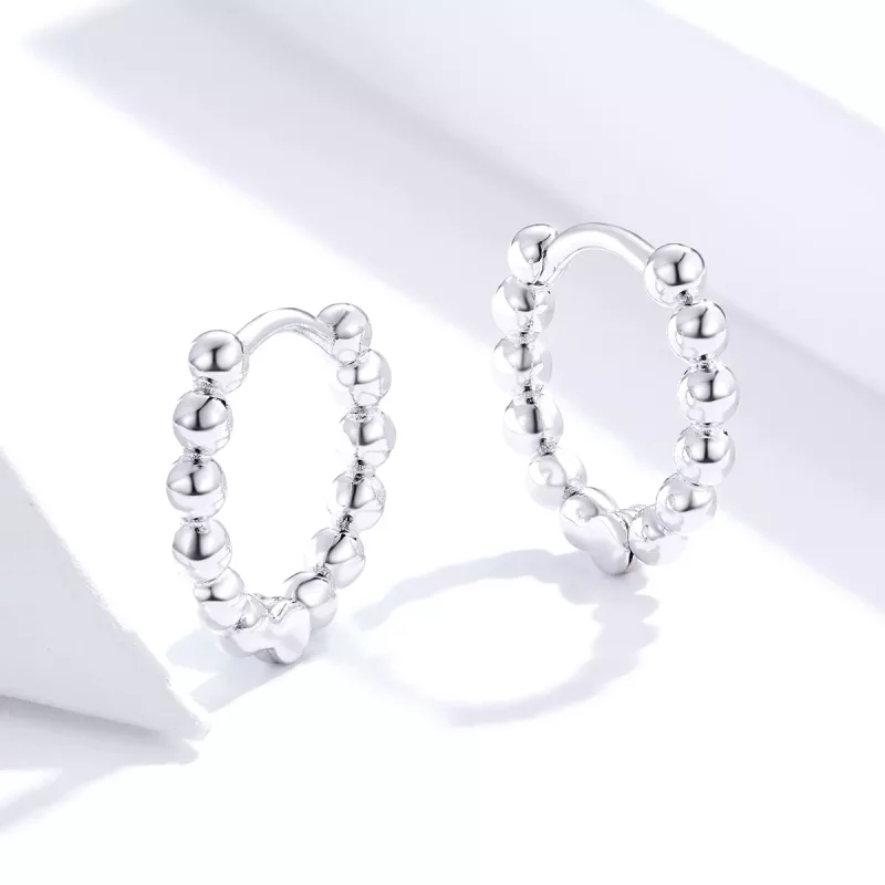 (imagen para) Aretes de aro pequeño plateados con estilo Pandora - SCE807-A - Ver 4