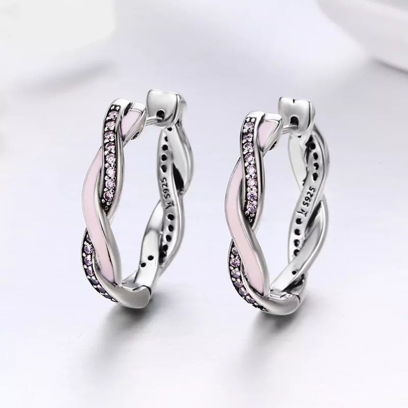 (imagen para) Aretes de Aro Plateados con Lindo Conejo al Estilo Pandora - SCE297 - Ver 4