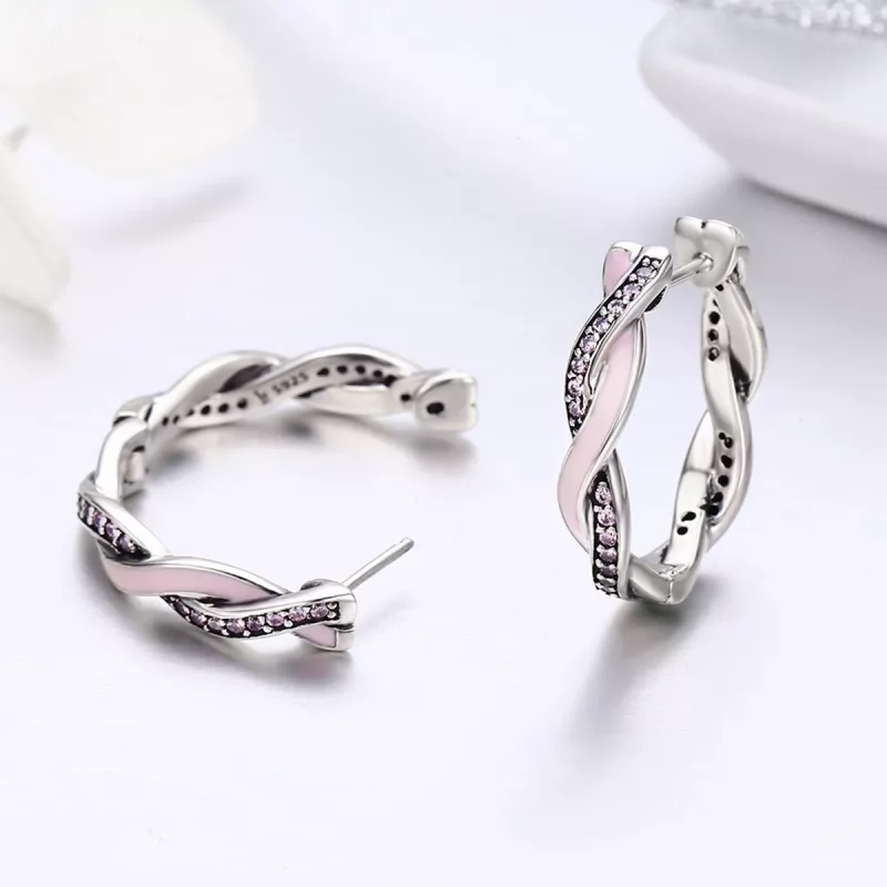 (imagen para) Aretes de Aro Plateados con Lindo Conejo al Estilo Pandora - SCE297 - Ver 5