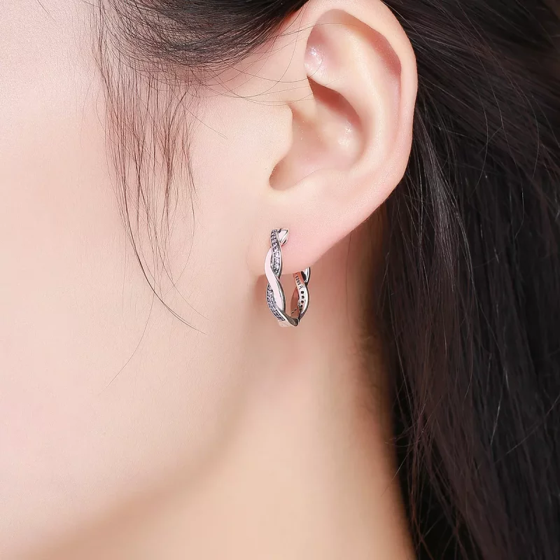 (imagen para) Aretes de Aro Plateados con Lindo Conejo al Estilo Pandora - SCE297 - Ver 6