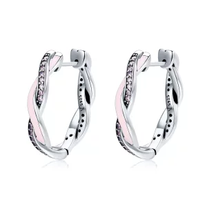 (imagen para) Aretes de Aro Plateados con Lindo Conejo al Estilo Pandora - SCE297