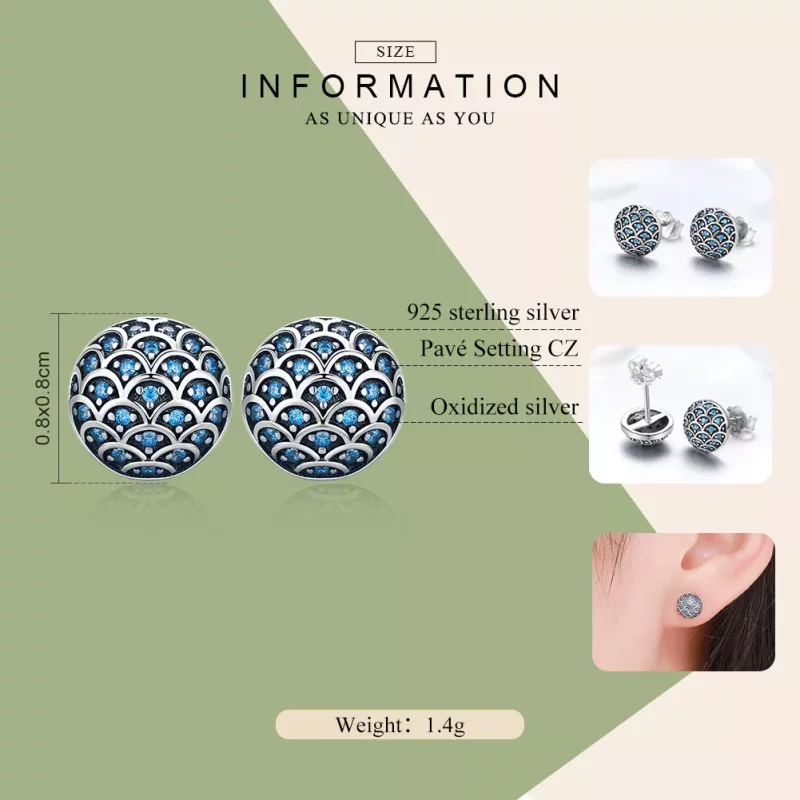 (imagen para) Aretes de botón, estilo Pandora, están hechos de plata y representan la leyenda - Ver 3