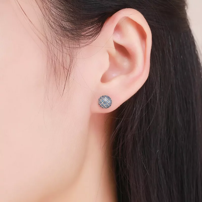 (imagen para) Aretes de botón, estilo Pandora, están hechos de plata y representan la leyenda - Ver 6