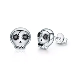 (imagen para) Aretes de calavera plateados al estilo Pandora - SCE064