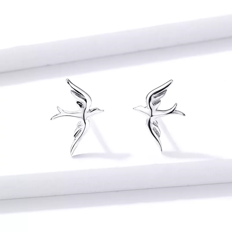 (imagen para) Aretes de golondrina de primavera de plata estilo Pandora - BSE302 - Ver 4