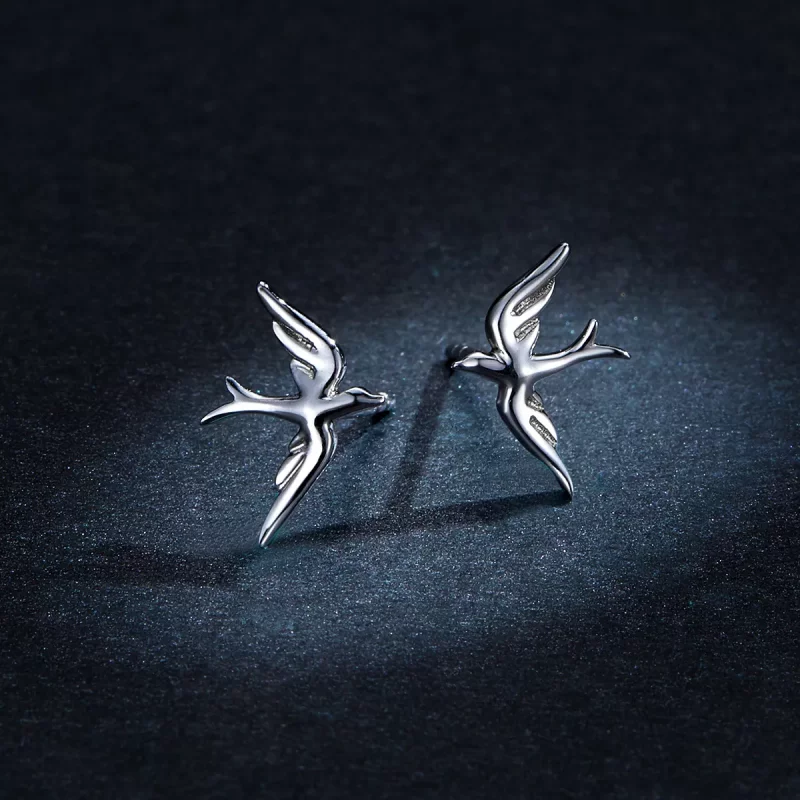 (imagen para) Aretes de golondrina de primavera de plata estilo Pandora - BSE302 - Ver 5