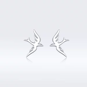 (imagen para) Aretes de golondrina de primavera de plata estilo Pandora - BSE302