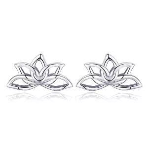 (imagen para) Aretes de loto fresco plateado estilo Pandora - BSE024