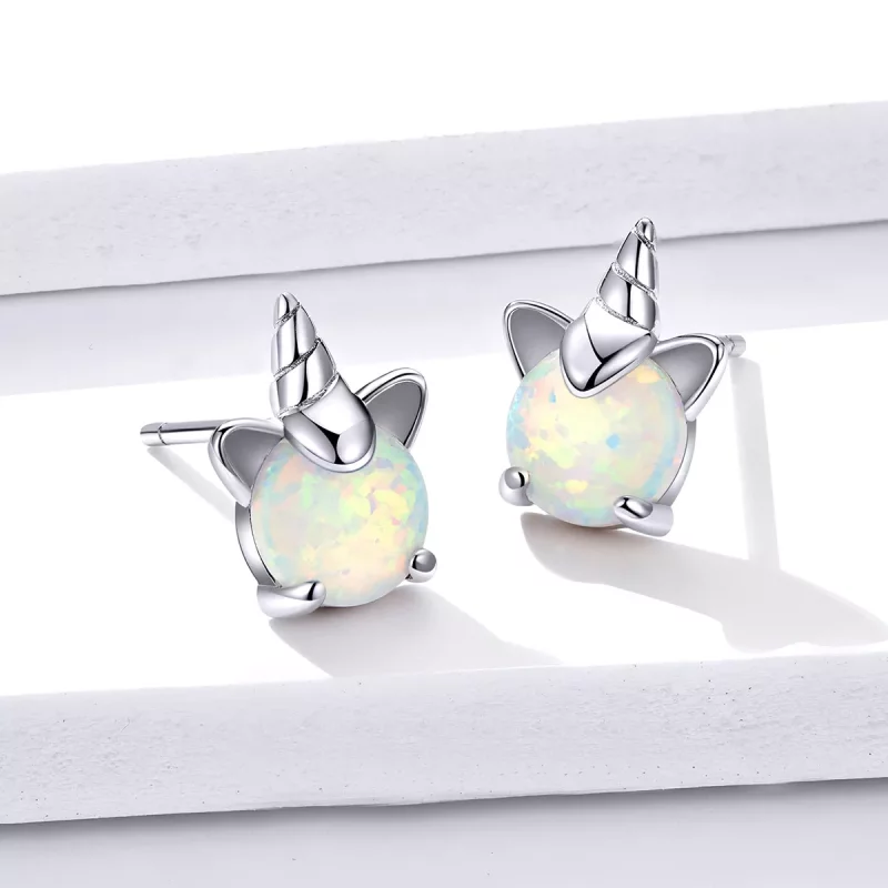 (imagen para) Aretes de unicornio lindo plateado estilo Pandora - SCE737 - Ver 2