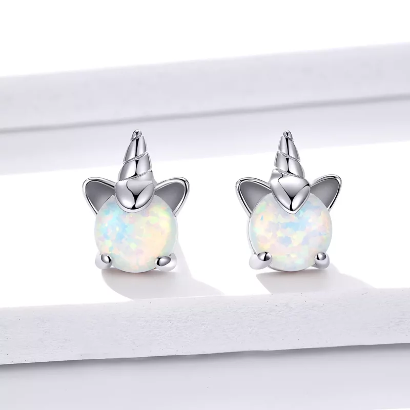 (imagen para) Aretes de unicornio lindo plateado estilo Pandora - SCE737 - Ver 3