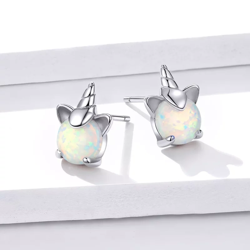 (imagen para) Aretes de unicornio lindo plateado estilo Pandora - SCE737 - Ver 4